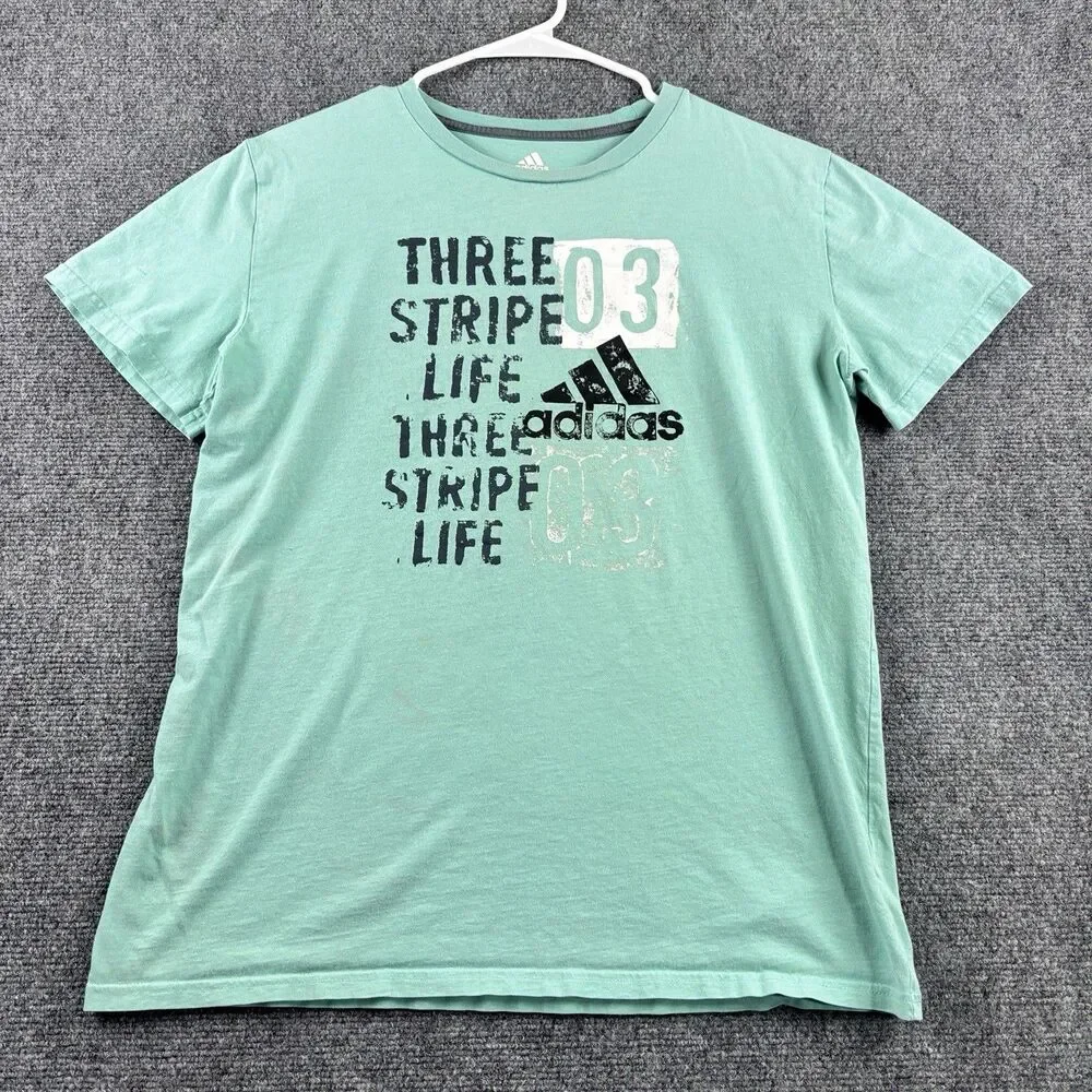 Adidas T-Shirt Youth XL 18/20 Mint Three Stripe Life 03 Graphic